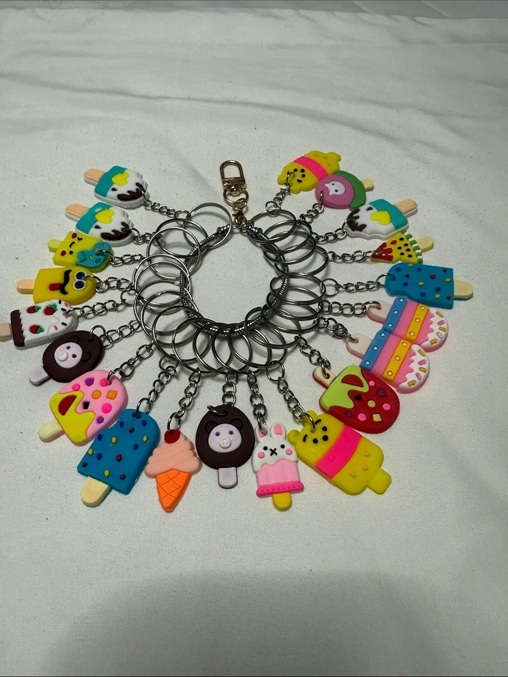 Mixed of 20 Ice Cream & Popsicle Keychain Set - Assorted Bright Colors